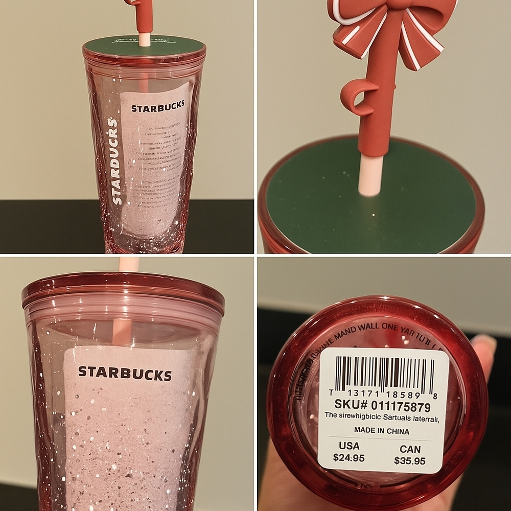 Starbucks Holiday Tumbler with Candy Cane Straw